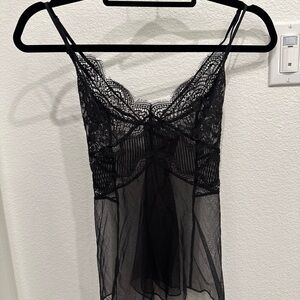 Victoria's Secret Sheer Black Lace Slip